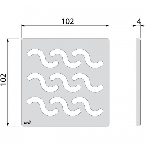 Дизайновая решетка 102 × 102 × 5 латунь – хром, арт. MPV002 фото 2