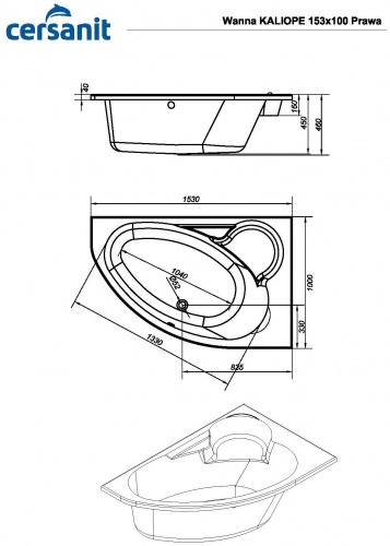 Ванна Cersanit асимметричная KALIOPE 153x100 правая фото 2