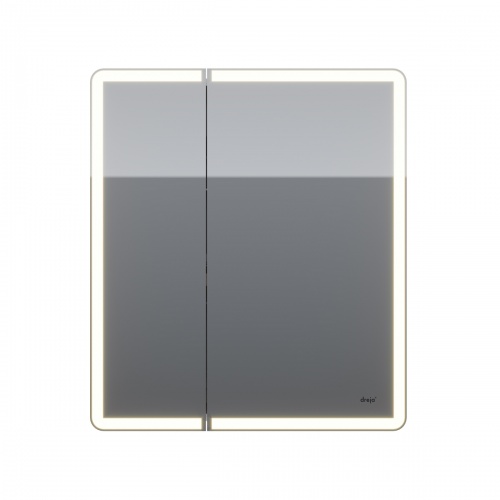 Зеркальный шкаф Dreja POINT, 70 см, 2 дв., 2 стекл. полки, инфр. выключатель, LED, розетка, белый фото 3