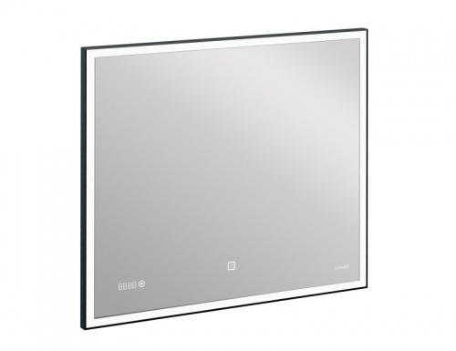 Зеркало LED 011 design100x80 с подсветкой часы металл. рамка прямоугольное
