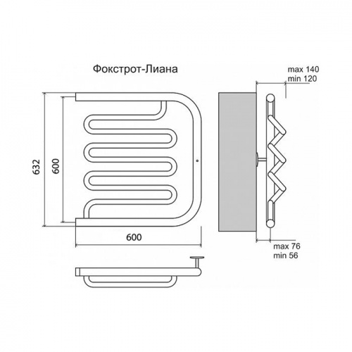 Полотенцесушитель водяной Terminus Фокстрот-Лиана 600x600 фото 2