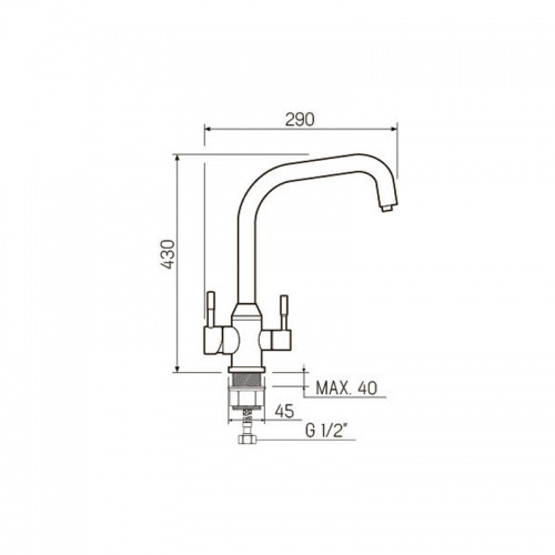 SUS124-017F-015 Смеситель РМС для кухни с переключением фильтра для питьевой воды фото 2
