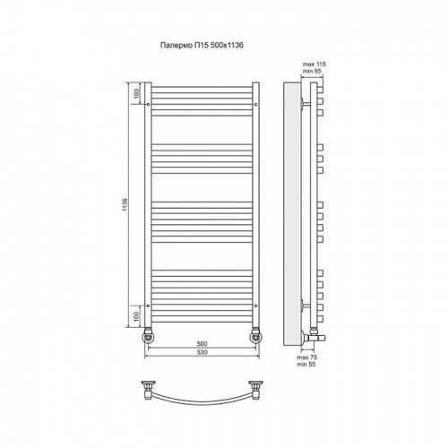 Полотенцесушитель водяной Terminus Палермо П15 500x1136 фото 2