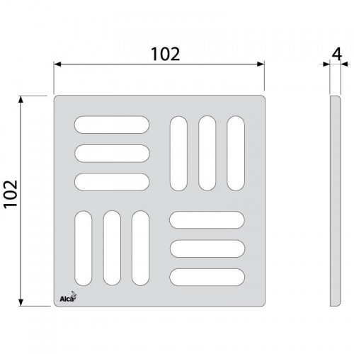 Дизайновая решетка 102 × 102 × 5 латунь – хром, арт. MPV001 фото 2