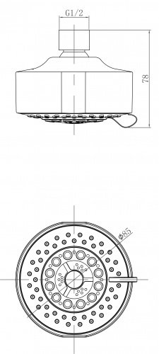 Душевая лейка верхняя Lemark LM8041C 5-функциональная, круглая диаметр 85 мм, хром фото 2