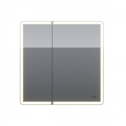 Зеркальный шкаф Dreja POINT, 80 см, 2 дв., 2 стекл. полки, инфр. выключатель, LED, розетка, белый фото 3