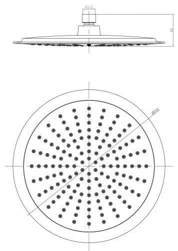 Душевая лейка верхняя Lemark LM8034C 1-функциональная, круглая диаметр 300 мм, хром фото 2