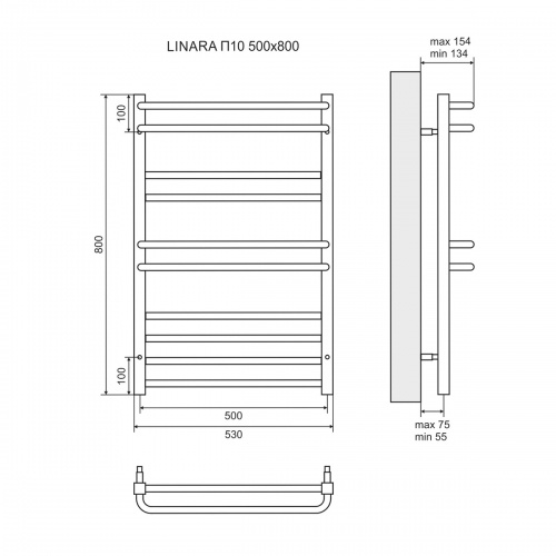 Полотенцесушитель электрический Lemark Linara LM04810E П10 500x800, левый/правый фото 2
