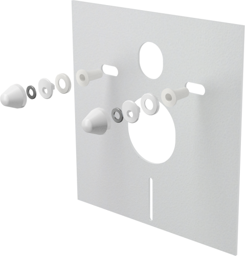 Звукоизоляционная плита для подвесного унитаза и биде с принадлежностями и колпачками (белыми),M930