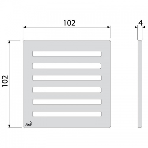 Дизайновая решетка 102 × 102 × 5 латунь – хром, арт. MPV003 фото 2
