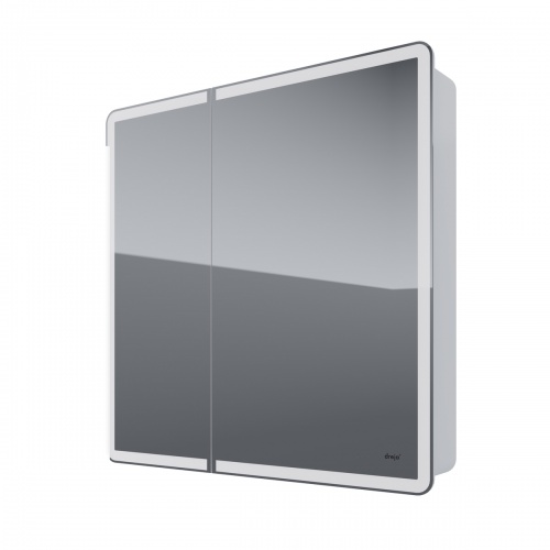 Зеркальный шкаф Dreja POINT, 80 см, 2 дв., 2 стекл. полки, инфр. выключатель, LED, розетка, белый фото 4