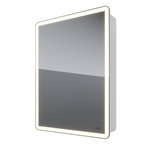 Зеркальный шкаф Dreja POINT, 60 см, 1 дв., 2 стекл. полки, инфр. выключатель, LED, розетка, белый фото 5
