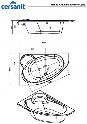 Ванна Cersanit асимметричная KALIOPE 153x100 левая фото 3