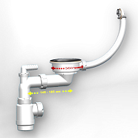 Сифон Granula GRAND + 3 1/2 телеc. трубный с поворотной чашей, круг переливом и отводом (СН 351-11)