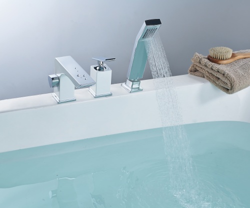 Смеситель Lemark Contest LM5845CW для ванны встраиваемый, на 3 отверстия, с аксессуарами, хром/белый фото 3