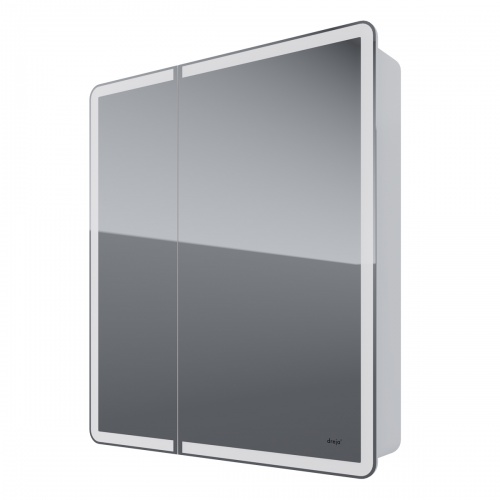 Зеркальный шкаф Dreja POINT, 70 см, 2 дв., 2 стекл. полки, инфр. выключатель, LED, розетка, белый фото 4