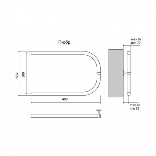 Полотенцесушитель водяной Terminus П-образный 500x400 фото 2
