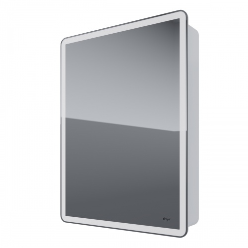 Зеркальный шкаф Dreja POINT, 60 см, 1 дв., 2 стекл. полки, инфр. выключатель, LED, розетка, белый фото 4