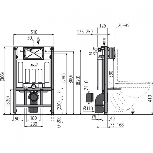 Скрытая система инсталляции для сухой установки (высота монтажа 0,85 м),  арт.AM101/850-001 фото 2