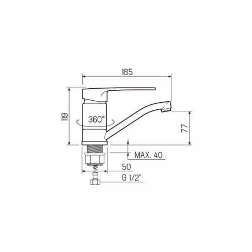 SL52-004FB-15 Смеситель РМС для кухни с коротким поворотным изливом фото 2