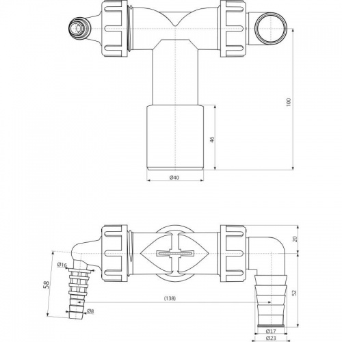 Колено с двумя штуцерами DN40/32 / 8–23 с обратными клапанами, арт. P156Z фото 2