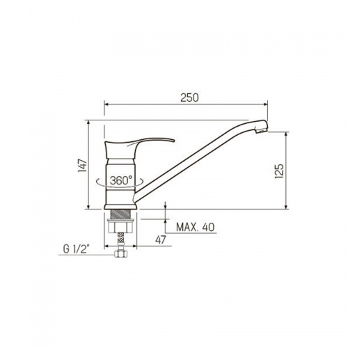 SL86-004FBS-25 Смеситель РМС для кухни с длинным поворотным изливом фото 2